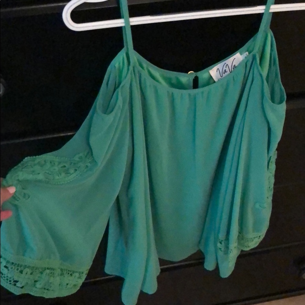Emerald Green cold shoulder Top